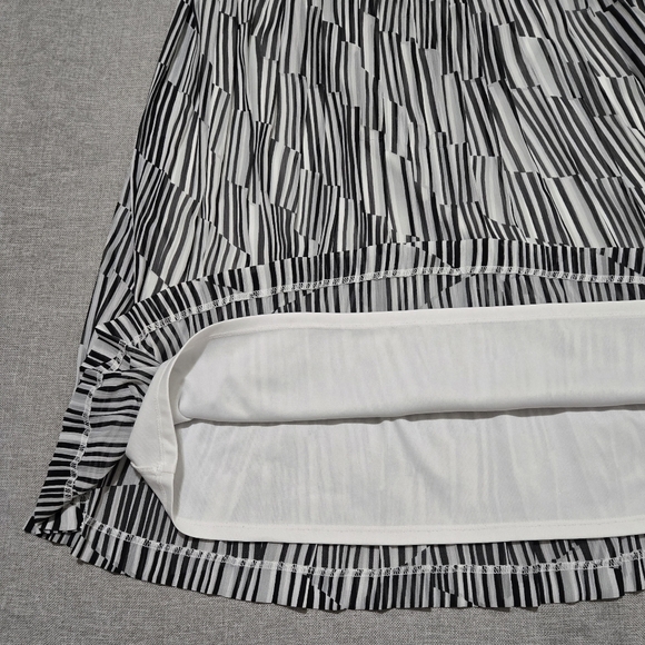 Banana Republic Black White Chevron Pleated Midi Skirt Stripedsize  Large - Picture 9 of 11